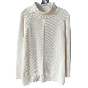 Cotton Country Parkhurst Cream Mock Neck 100% Cotton Knit Sweater Medium New